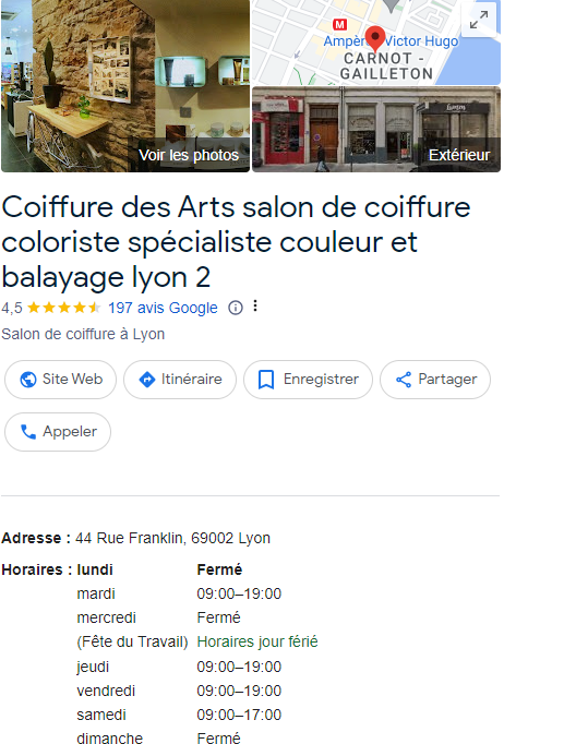 Avis sur salon de coiffure pour hommes situé dans le 2° arrondissement de Lyon